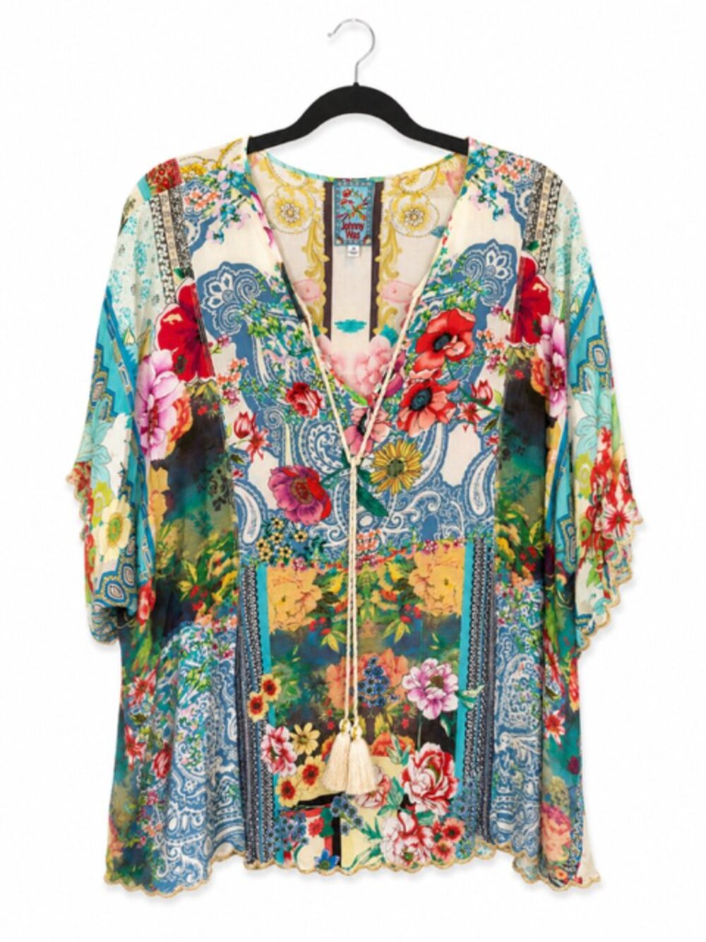 Johnny Was Boho Floral Tunic Top Size 2X | Colorful Paisley Peasant Blouse